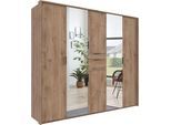 Drehtürenschrank WIMEX "Moldau Kleiderschrank mit Spiegel Schlafzimmerschrank", braun (plankeneiche nachbildung), B:225cm H:208cm T:58cm, Holzwerkstoff, Schränke, Drehtürenschrank