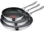 Pfannen-Set TEFAL "Jamie Oliver Cook Smart für alle Herdarten, Induktion, Thermo-Signal", schwarz (edelstahl, schwarz), Ø:28cm, Pfannen, Pfannen-Set, Antihaftversiegelung, lange Lebensdauer. ergonomischer Griff, E310S3
