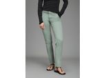 Chinohose AJC, Damen, Gr. 34, N-Gr, salbei, Web, Obermaterial: 98% Baumwolle, 2% Elasthan, gerade, unten schmal lang, Hosen Chinohose, in lässiger Form mit konstrastfarbendem Gürtel