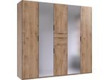 Drehtürenschrank WIMEX "Moldau Kleiderschrank mit Spiegel Schlafzimmerschrank", braun (plankeneiche nachbildung), B:225cm H:208cm T:58cm, Holzwerkstoff, Schränke, Drehtürenschrank