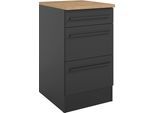 Unterschrank BASIC BY BALCULINA "Jazz B/T/H 50x60x90 cm", schwarz matt, B:50cm H:90cm T:60cm, Holzwerkstoff, Schränke, Unterschrank, Breite 50cm, Melaminbeschichtung