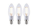 PAULMANN LED-Leuchtmittel "Efficient-Line 3er Pack Kerze 525lm 2,5W 3000K klar 230V", Energieeffizienz: A, transparent, L:11,3cm Ø:3,5cm, Leuchtmittel, LED-Leuchtmittel