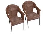 Gartensessel MERXX "Ravenna", braun, B:61cm H:87cm T:67cm, Sessel, Gartensessel, 2er Set, Polyrattan, stapelbar, braun
