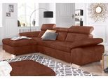 Ecksofa EXXPO - SOFA FASHION "Spring, super bequem, mit Armteil- und Kopfteilfunktion", braun (cognac), B:284cm H:81cm T:181cm, Luxus-Microfaser (100% Polyester);Struktur (100% Polyester);NaturLEDER (echtes Rindsleder) in Sitz und Rücken. Korpus in passendem Kunstleder SOFTLUX bezogen, Sofas, Ecksofa, L-Form, wahlweise mit Bettfunktion und Bettkasten