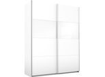 Schwebetürenschrank RAUCH "Quadra Schrank Schlafzimmerschrank in vielen Breiten", weiß (weiß, weißglas), B:181cm H:230cm T:62cm, Holzwerkstoff, Schränke, Schwebetürenschrank, Kleiderschrank Garderobenschrank mit Glaselementen