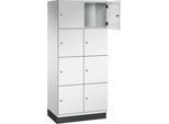 C+P Schließfachschrank Cambio, 2 Abteile, 8 Fächer, mit Sockel, B 800 x T 525 x H 1980 mm, lichtgrau