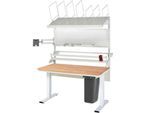 Rau Packtischsystem 06 Werktisch-Serie adlatus 300, B 1500 x T 1000 x H 720-1120 mm, Buche-Massivholzplatte, bis 300 kg