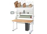 Rau Packtischsystem 06 Werbank-Serie adlatus 600, B 2000 x T 700 x H 740-1140 mm, Buche-Massivholzplatte, bis 600 kg