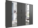Drehtürenschrank WIMEX "Moldau Kleiderschrank mit Spiegel Schlafzimmerschrank", grau (graphit), B:270cm H:208cm T:58cm, Holzwerkstoff, Schränke, Drehtürenschrank