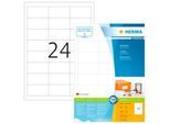 Universaletiketten HERMA 4632, permanenthaftend, selbstklebend, bedruckbar, B 64,6 x H 33,8 mm, FSC®-Papier, weiß, 4800 Stück/200 Blatt