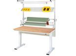 Rau Packtischsystem 02 Werktisch-Serie adlatus 300, B 1500 x T 800 x H 720-1120 mm, Buche-Massivholzplatte, bis 300 kg