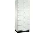 C+P Schließfachschrank Cambio, 2 Abteile, 12 Fächer, mit Sockel, B 800 x T 525 x H 1980 mm, lichtgrau