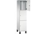C+P Schließfachschrank Cambio, 1 Abteil, 3 Fächer, auf Füßen, B 400 x T 525 x H 1980 mm, lichtgrau