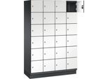 C+P Schließfachschrank Cambio, 4 Abteile, 24 Fächer, mit Sockel, B 1200 x T 525 x H 1980 mm, schwarzgrau/weiß