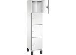 C+P Schließfachschrank Cambio, 1 Abteil, 4 Fächer, auf Füßen, B 400 x T 525 x H 1980 mm, verkehrsweiß/weiß