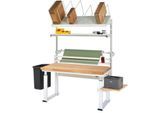 Rau Packtischsystem 04 Werbank-Serie adlatus 600, B 2000 x T 900 x H 740-1140 mm, Buche-Massivholzplatte, bis 600 kg