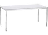 Konferenztisch, bis 6 Personen, Rechteck, 4-Fuß Quadratrohr, B 1600 x T 800 x H 720 mm, weiß/chromsilber