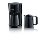 SEVERIN Filterkaffeemaschine KA 9307, 1,0 l (bis 8 Tassen), 2 Thermokannen mit Durchbrühdeckel, Schwenkfilter 1x4, Tropfverschluss, automatische Abschaltung, Schwarz