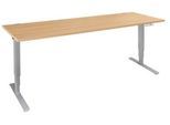 Schäfer Shop Genius Schreibtisch AERO FLEX, elektrisch höhenverstellbar, Rechteck, T-Fuß, B 2000 x T 800 x H 620-1280 mm, Buche/weißalu