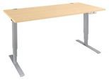 Schäfer Shop Genius Schreibtisch AERO FLEX, elektrisch höhenverstellbar, Rechteck, T-Fuß, B 1200 x T 800 x H 620-1280 mm, Ahorn/weißalu