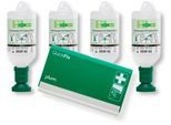 Plum Starterset Augen-Spülung 4×500 ml 0,9 % + QuickFix Spender leer, EN 15154-4, Haltbarkeit 3,5 Jahre