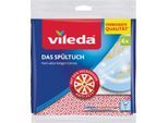 Spültuch vileda®, 1-lagig, mit 30 % Microfaser, L 340 x B 340 mm, Polyester/Viskose, rot-weiß, 6 Stück