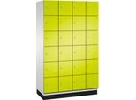 C+P Schließfachschrank Cambio, 4 Abteile, 24 Fächer, mit Sockel, B 1200 x T 525 x H 1980 mm, lichtgrau/clowngrün