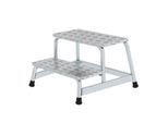 Munk Arbeitspodest, Aluminium, verschweißte Rohrkonstruktion, Warzenblechstufen, rutschfest, Bis 150 kg, Trittfläche B 550 x T 300 mm, 2-stufig