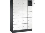 C+P Schließfachschrank Cambio, 4 Abteile, 20 Fächer, mit Sockel, B 1200 x T 525 x H 1980 mm, schwarzgrau/weiß