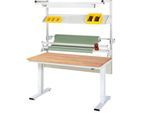 Rau Packtischsystem 02 Werktisch-Serie adlatus 300, B 2000 x T 800 x H 720-1120 mm, Buche-Massivholzplatte, bis 300 kg