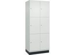C+P Schließfachschrank Cambio, 2 Abteile, 6 Fächer, mit Sockel, B 800 x T 525 x H 1980 mm, verkehrsweiß