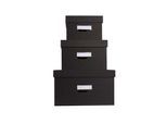 Exacompta OfficeByMe Aufbewahrungsboxen 3er Set Schwarz, A4+/A5++/A6++, FSC-Karton, plastikfrei, Etikettenhalter