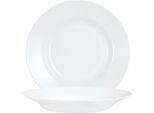 Arcoroc Everyday Uni tiefer Teller 22,5 cm aus gehärtetem Glas, Blanc, bruchsicher & spülmaschinenfest, 6 Stück