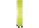 C+P Schließfachschrank Cambio, 1 Abteil, 4 Fächer, auf Füßen, B 300 x T 525 x H 1980 mm, lichtgrau/clowngrün