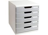 Exacompta MODULO A4 Office Steingrau, Schubladenbox 5 Schubladen geschlossen A4/A4+, leise, Sicherheitsstopp
