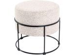 Hocker HAKU, gepolstert, B 480 x T 480 x H 430 mm, Stoff und Stahl, cremebeige-schwarz