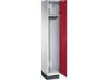 C+P Spind Cambio, 1 Abteil, mit Sockel, B 300 x T 525 x H 1980 mm, lichtgrau/rubinrot