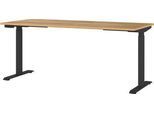Schreibtisch Boston, elektrisch höhenverstellbar, Rechteck, T-Fuß, Memory-USB-Panel, B 1800 x T 800 x H 720-1200 mm, Navarra-Eiche/schwarz