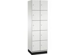 C+P Schließfachschrank Cambio, 2 Abteile, 10 Fächer, mit Sockel, B 600 x T 525 x H 1980 mm, lichtgrau