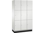 C+P Schließfachschrank Cambio, 3 Abteile, 9 Fächer, mit Sockel, B 1200 x T 525 x H 1980 mm, lichtgrau
