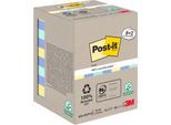 Post-it® Haftnotizen Recycling Notes 654-RCP10, B 76 x T 76 mm, PEFC®-Papier, farbig, 8 + 2 Blöcke, 100 Blatt/Block