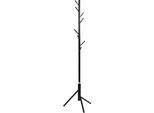 Garderobenständer HAKU, 8 Haken mit jeweils 5 kg Tragkraft, Ø 480 x H 1730 mm, Stahlrohr lackiert, schwarz