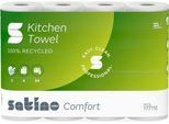 Satino Küchenrollen Comfort, 3-lagig, mit Prägung, L 14 m x B 220 mm, 100 % Recycling-Papier, hochweiß, 4 x 64 Blatt
