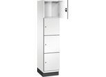 C+P Schließfachschrank Cambio, 1 Abteil, 4 Fächer, mit Sockel, B 400 x T 525 x H 1980 mm, verkehrsweiß/weiß