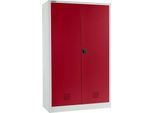 Schäfer Shop Select Umweltschrank, B 1200 x T 500 x H 1935 mm, 3 Wannen à 23 Liter + WHG-Wanne 14 Liter, lichtgrau/rubinrot