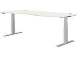 Schäfer Shop Genius Schreibtisch MODENA FLEX, elektrisch höhenverstellbar, Freiform, Ansatz rechts, B 1800 mm, weiß/weißalu