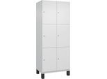 C+P Schließfachschrank Cambio, 2 Abteile, 6 Fächer, auf Füßen, B 800 x T 525 x H 1980 mm, verkehrsweiß