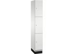 C+P Schließfachschrank Cambio, 1 Abteil, 3 Fächer, mit Sockel, B 300 x T 525 x H 1980 mm, lichtgrau