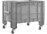 Stapel- und Transportgroßbehälter 285 L, H 1040 x B 640 x H 670 mm, Lebensmittelecht, von -40°C bis +60°C, 4 Lenkrollen
