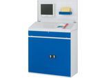 Rau Computerschrank 61T, stationär, separat nutzbares Tastatur-/Flügeltürfach, bis 200 kg, B 1100 x T 520 x H 1770 mm, Stahlblech, lichtgrau/enzianblau